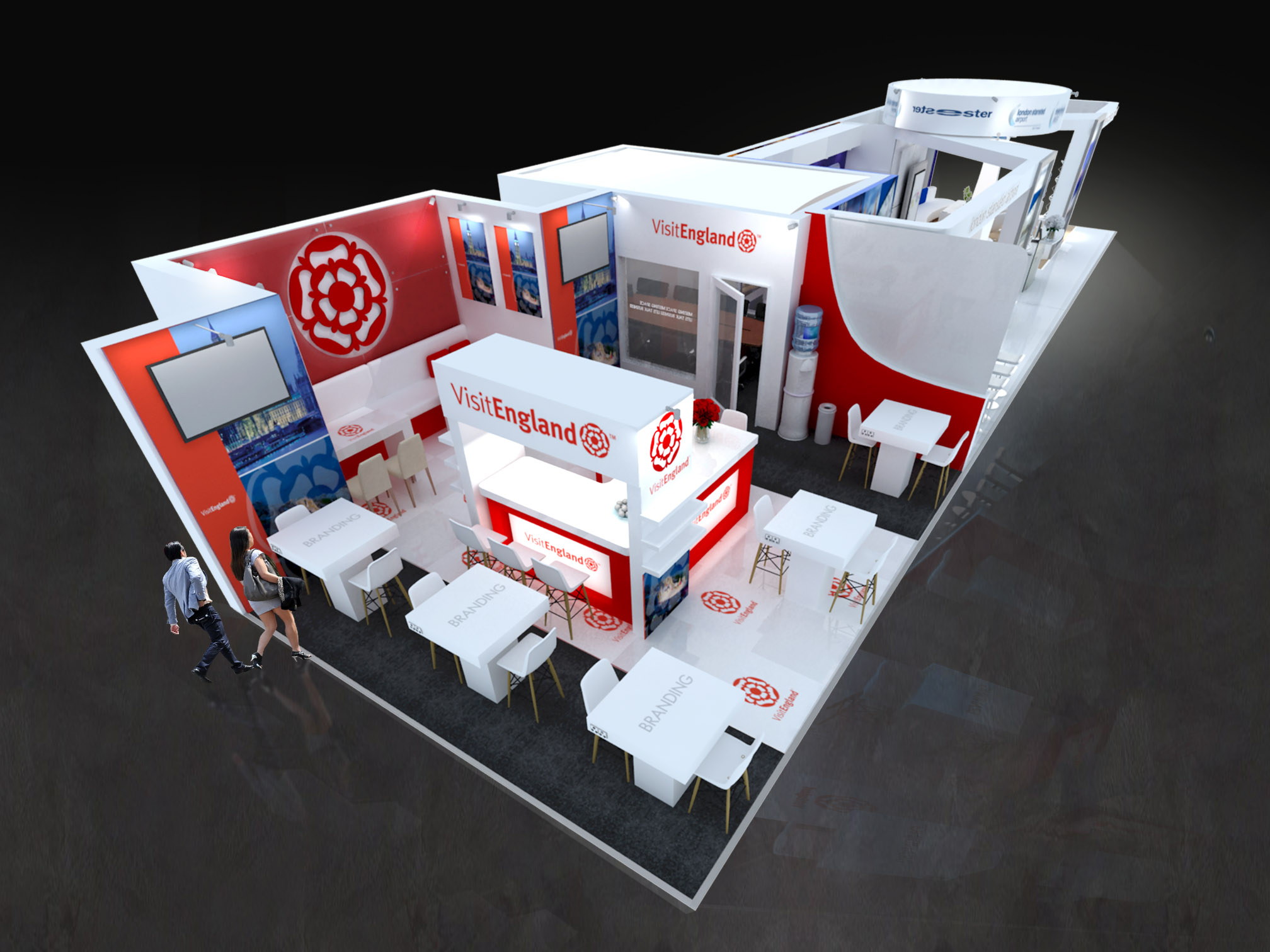 Visit England exhibition design 3D rendering presentation